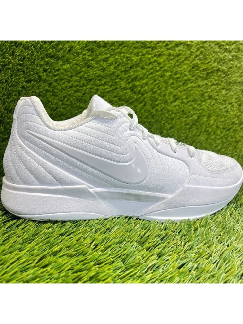 Nike Ja 2 TB Mens Size 10 Triple White Athletic Basketball Shoes Sneakers